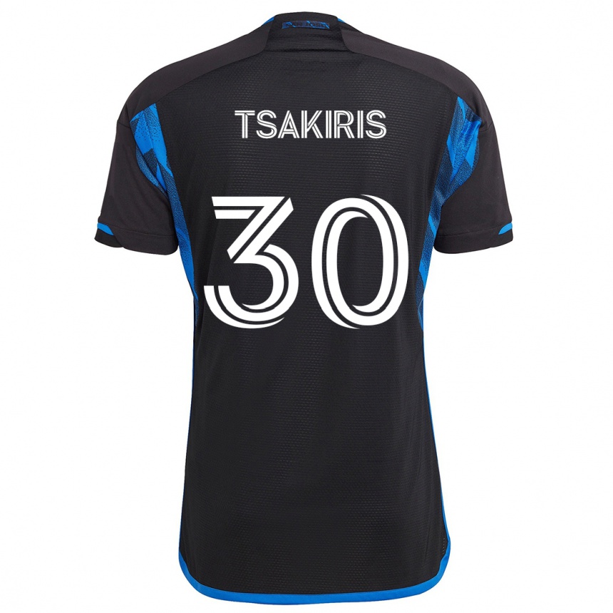 Hombre Fútbol Camiseta Niko Tsakiris #30 Azul Negro 1ª Equipación 2024/25 Argentina