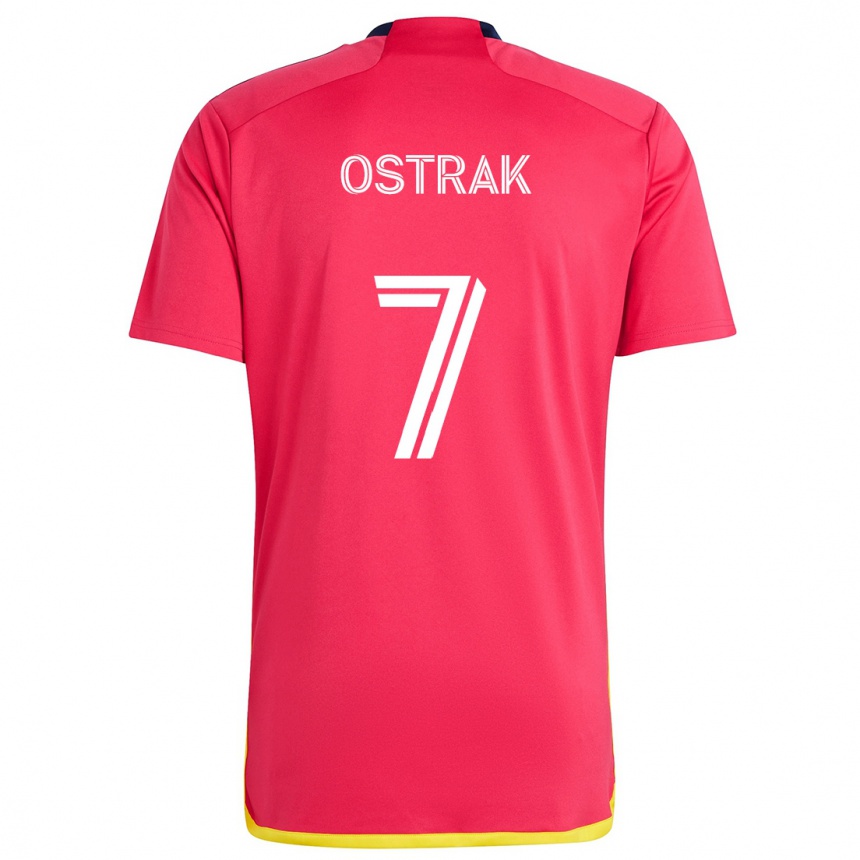 Hombre Fútbol Camiseta Tomás Ostrák #7 Rojo Azul 1ª Equipación 2024/25 Argentina