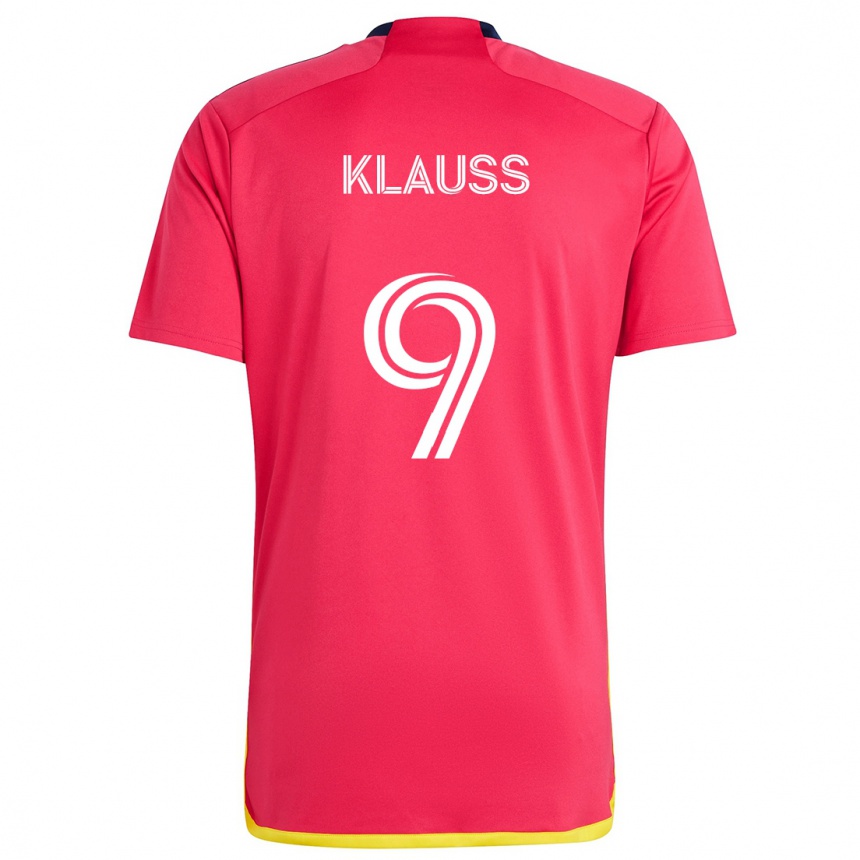 Hombre Fútbol Camiseta João Klauss #9 Rojo Azul 1ª Equipación 2024/25 Argentina