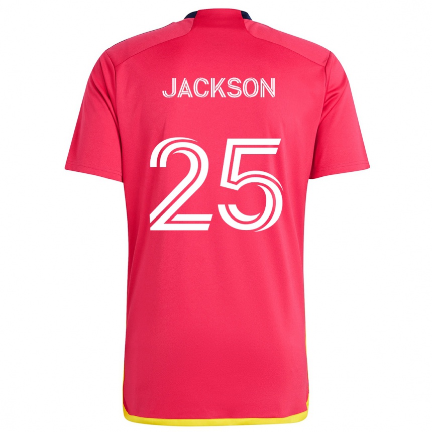 Hombre Fútbol Camiseta Aziel Jackson #25 Rojo Azul 1ª Equipación 2024/25 Argentina