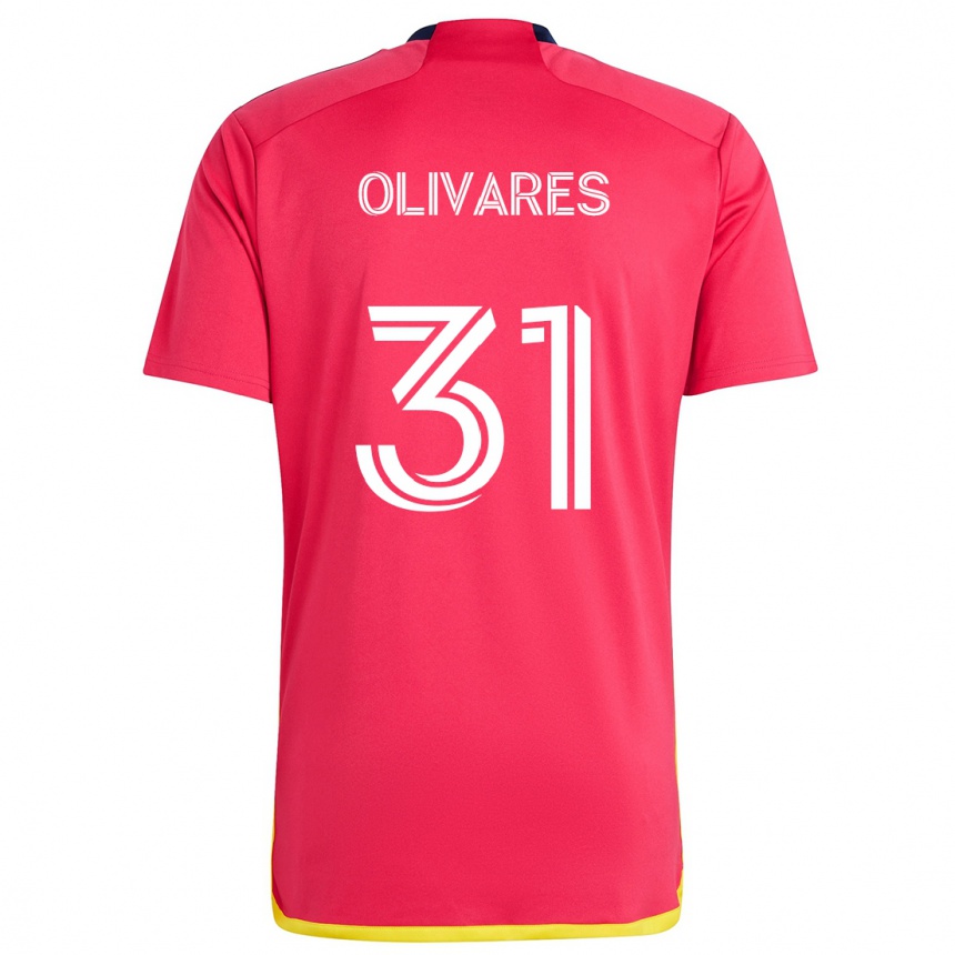 Hombre Fútbol Camiseta Christian Olivares #31 Rojo Azul 1ª Equipación 2024/25 Argentina