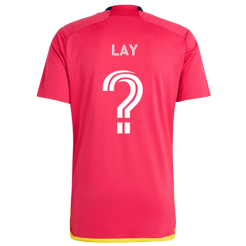 Hombre Fútbol Camiseta Mikey Lay #0 Rojo Azul 1ª Equipación 2024/25 Argentina