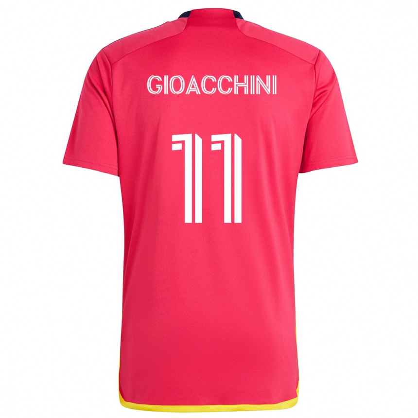 Hombre Fútbol Camiseta Nicholas Gioacchini #11 Rojo Azul 1ª Equipación 2024/25 Argentina