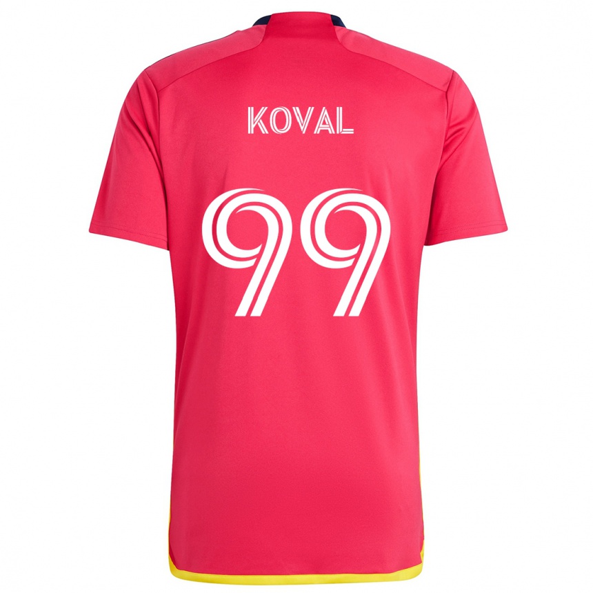 Hombre Fútbol Camiseta Stanislav Koval #99 Rojo Azul 1ª Equipación 2024/25 Argentina