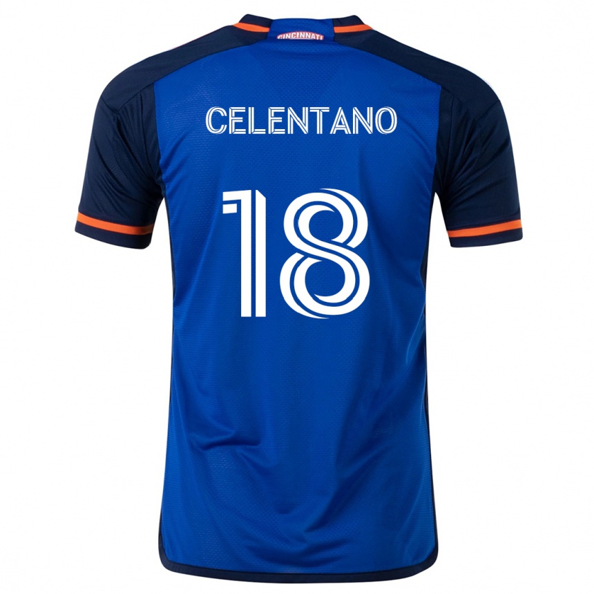 Hombre Fútbol Camiseta Roman Celentano #18 Azul Blanco 1ª Equipación 2024/25 Argentina