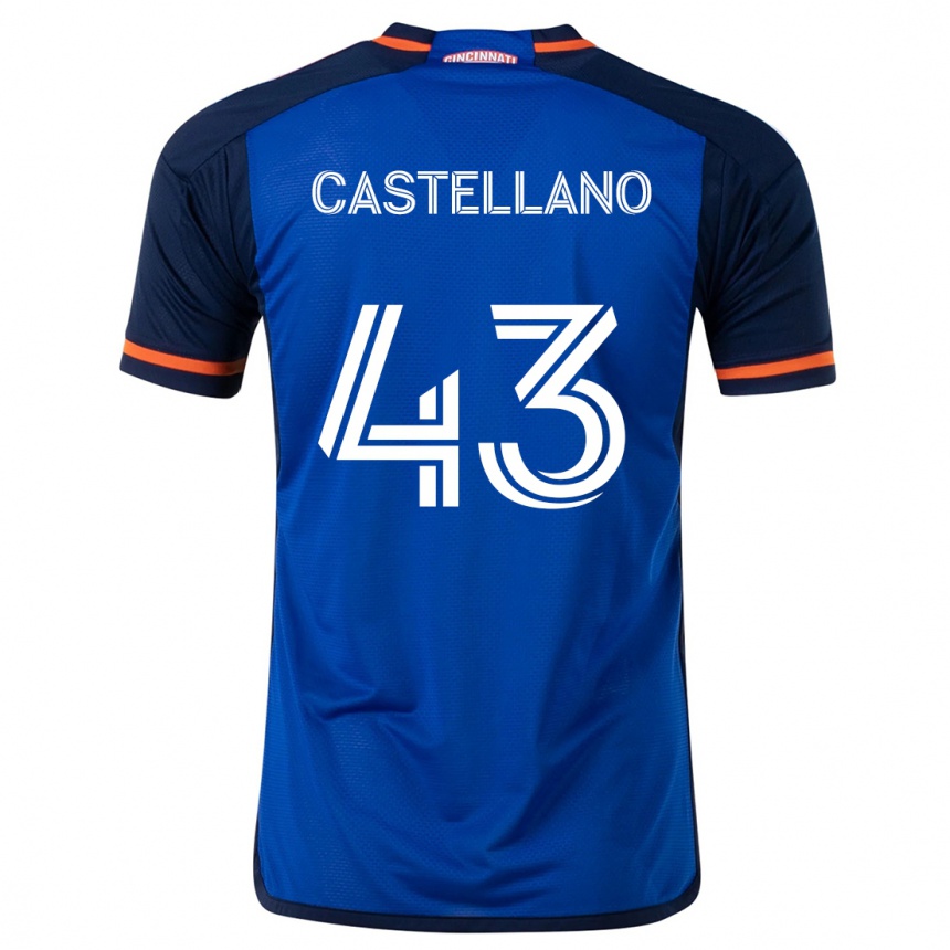 Hombre Fútbol Camiseta Jesús Castellano #43 Azul Blanco 1ª Equipación 2024/25 Argentina