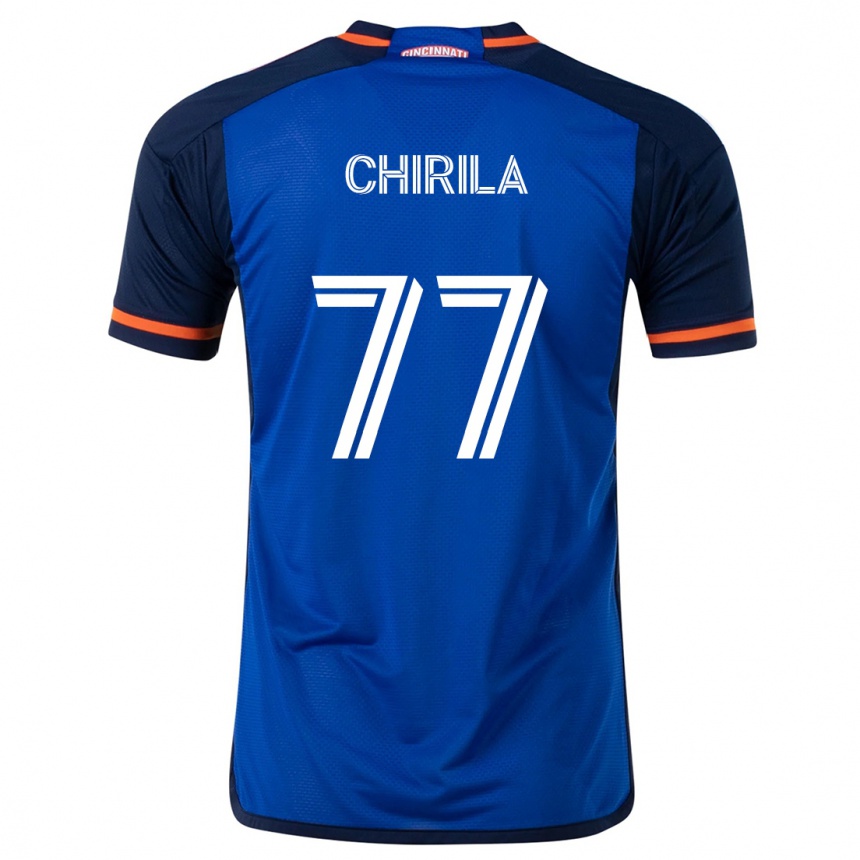 Hombre Fútbol Camiseta Stefan Chirila #77 Azul Blanco 1ª Equipación 2024/25 Argentina