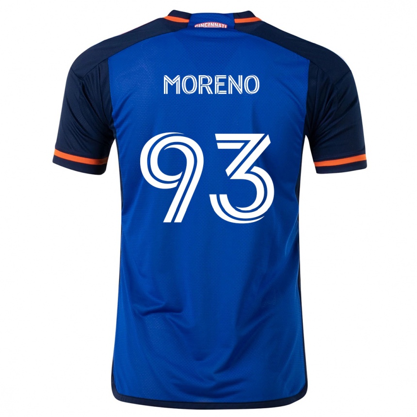 Hombre Fútbol Camiseta Júnior Moreno #93 Azul Blanco 1ª Equipación 2024/25 Argentina