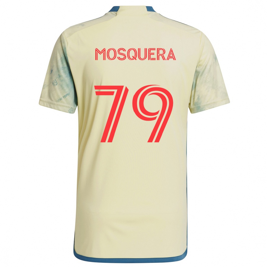 Hombre Fútbol Camiseta Rafael Mosquera #79 Amarillo Rojo Azul 1ª Equipación 2024/25 Argentina