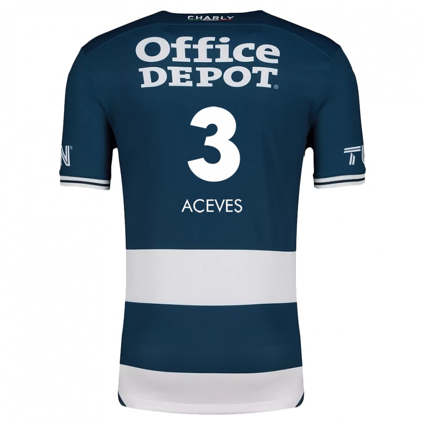 Hombre Fútbol Camiseta Alonso Aceves #3 Azul Blanco 1ª Equipación 2024/25 Argentina