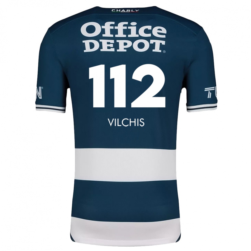 Hombre Fútbol Camiseta Leonardo Vílchis #112 Azul Blanco 1ª Equipación 2024/25 Argentina