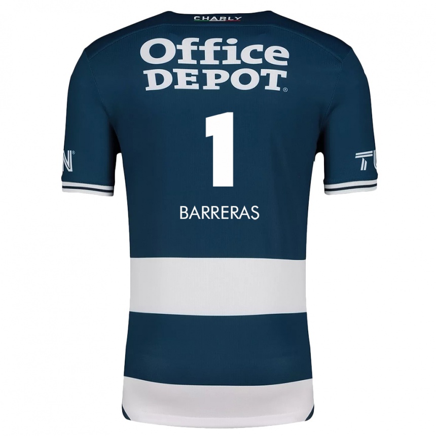 Hombre Fútbol Camiseta Esthefanny Barreras #1 Azul Blanco 1ª Equipación 2024/25 Argentina