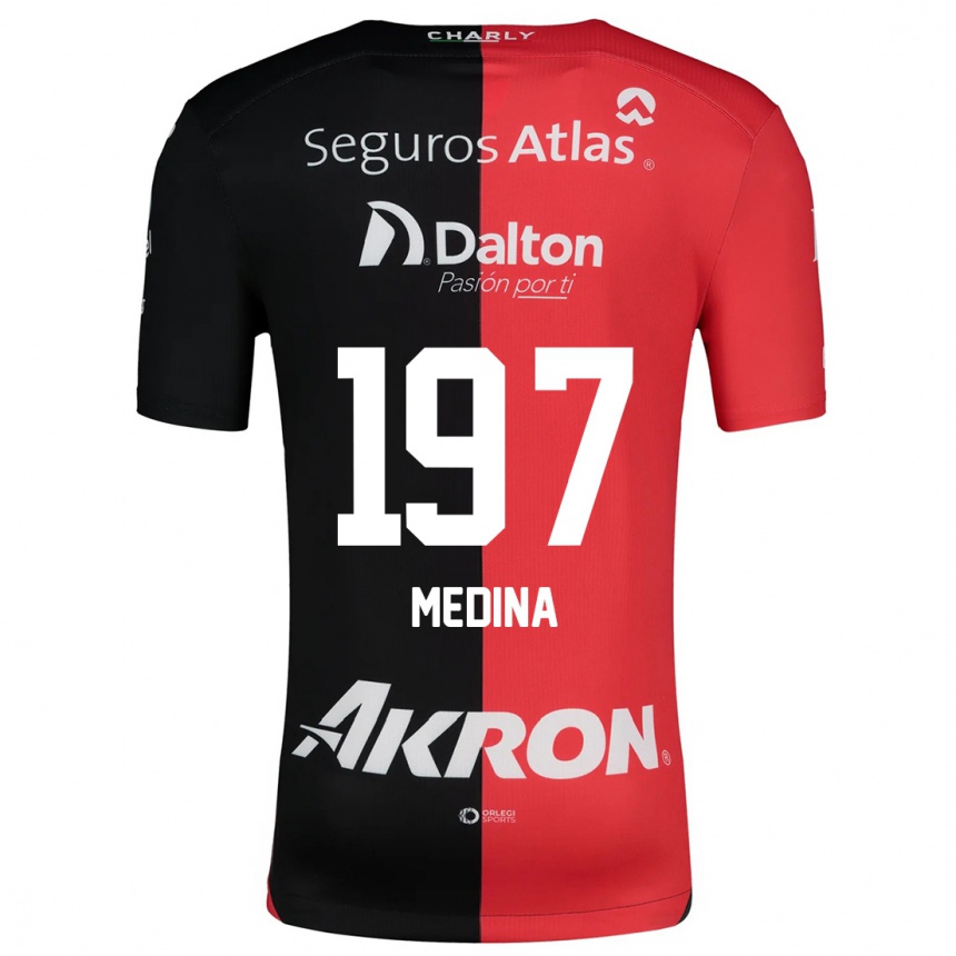 Hombre Fútbol Camiseta Héctor Medina #197 Negro Rojo 1ª Equipación 2024/25 Argentina