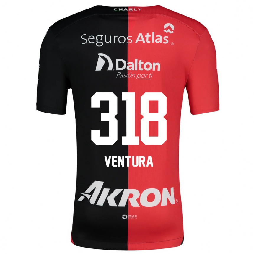 Hombre Fútbol Camiseta Lissandro Ventura #318 Negro Rojo 1ª Equipación 2024/25 Argentina