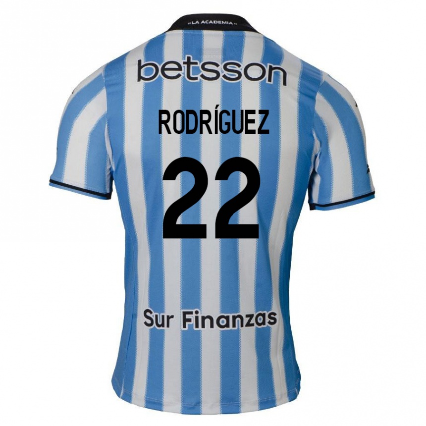 Hombre Fútbol Camiseta Baltasar Rodríguez #22 Azul Blanco Negro 1ª Equipación 2024/25 Argentina