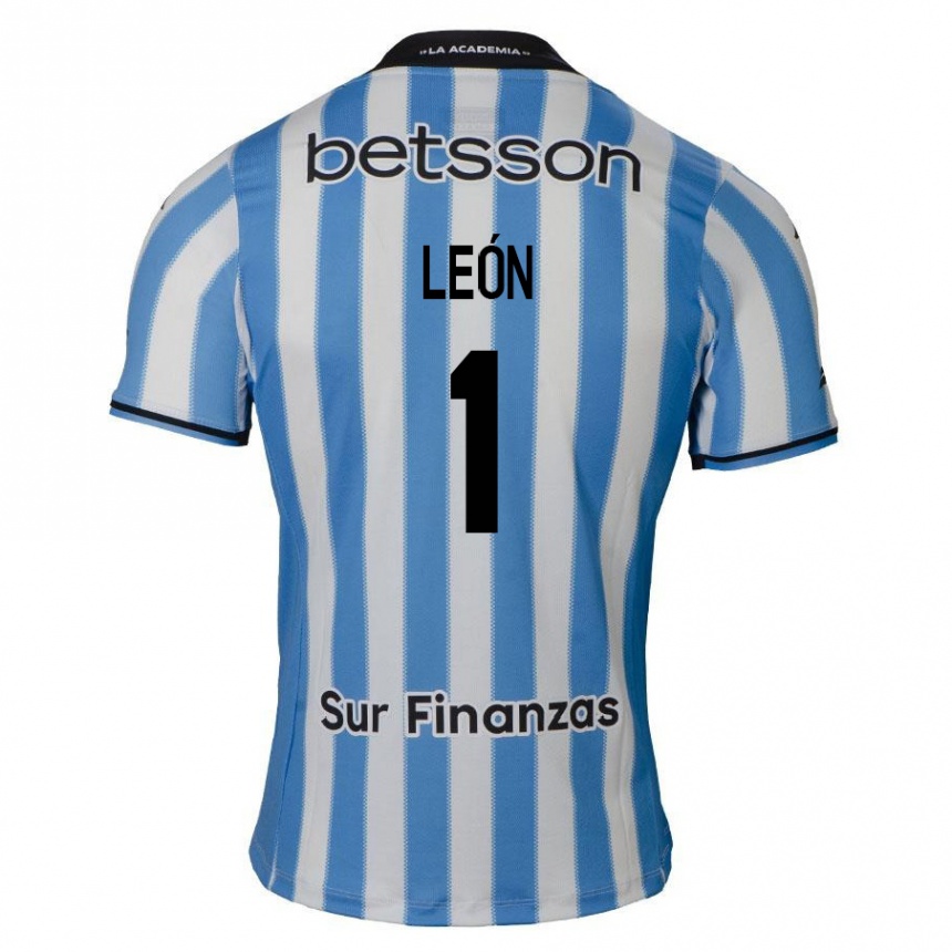 Hombre Fútbol Camiseta Roberto León #1 Azul Blanco Negro 1ª Equipación 2024/25 Argentina