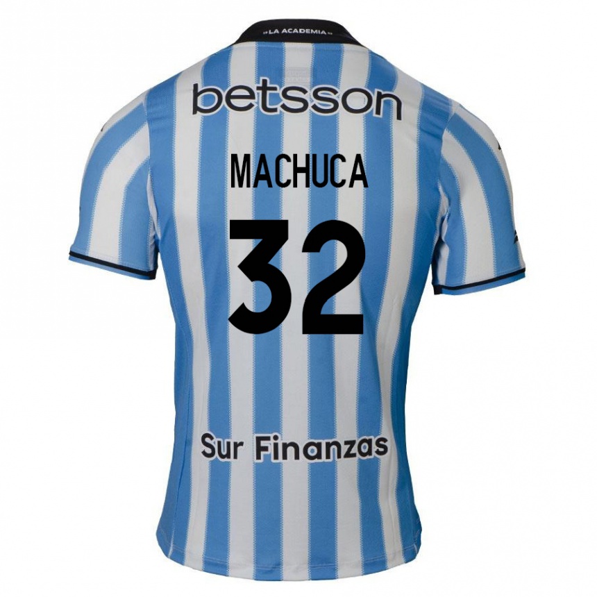 Hombre Fútbol Camiseta Elías Machuca #32 Azul Blanco Negro 1ª Equipación 2024/25 Argentina