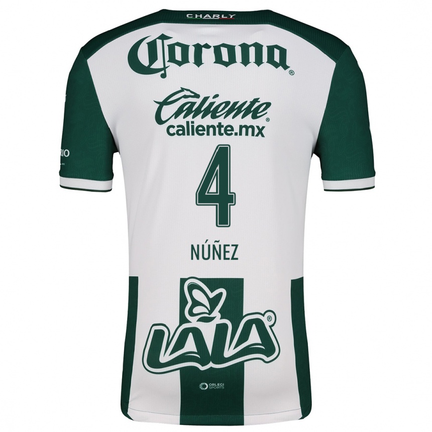 Hombre Fútbol Camiseta Santiago Núñez #4 Verde Blanco 1ª Equipación 2024/25 Argentina