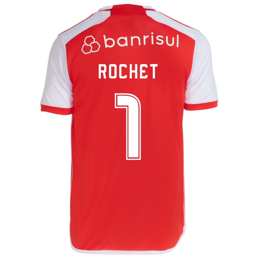 Hombre Fútbol Camiseta Sergio Rochet #1 Rojo Blanco 1ª Equipación 2024/25 Argentina