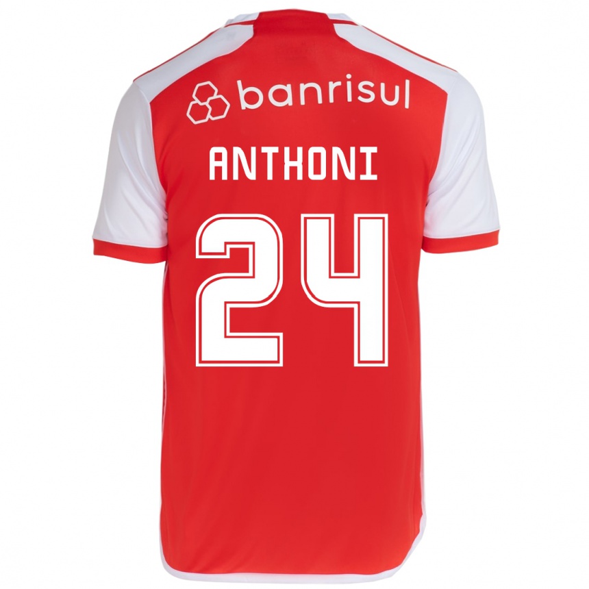 Hombre Fútbol Camiseta Anthoni #24 Rojo Blanco 1ª Equipación 2024/25 Argentina