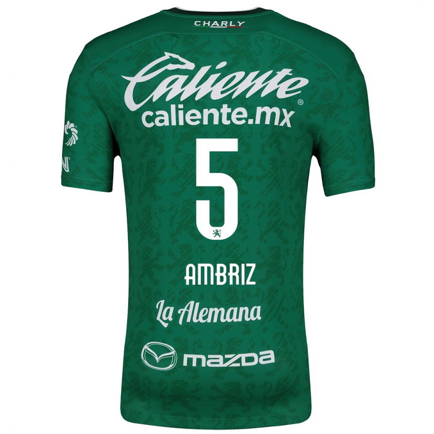 Hombre Fútbol Camiseta Fidel Ambríz #5 Verde Blanco 1ª Equipación 2024/25 Argentina