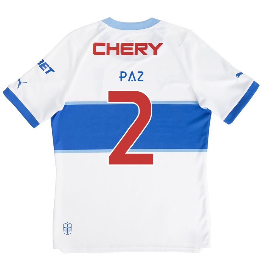 Hombre Fútbol Camiseta Nehuén Paz #2 Blanco Azul 1ª Equipación 2024/25 Argentina