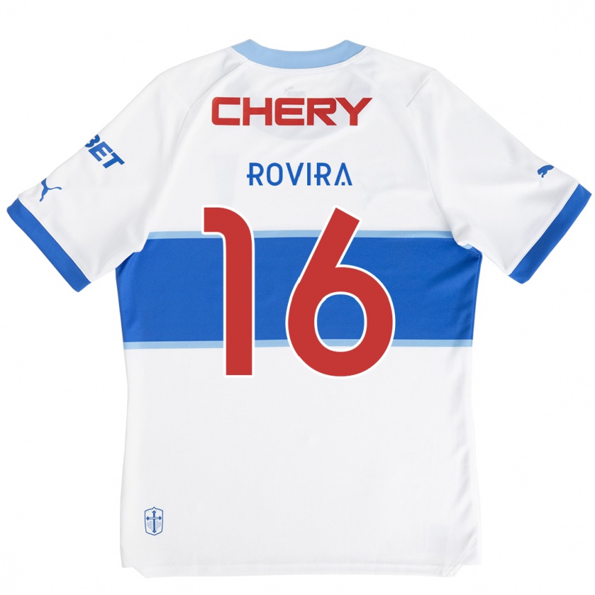 Hombre Fútbol Camiseta Brayan Rovira #16 Blanco Azul 1ª Equipación 2024/25 Argentina