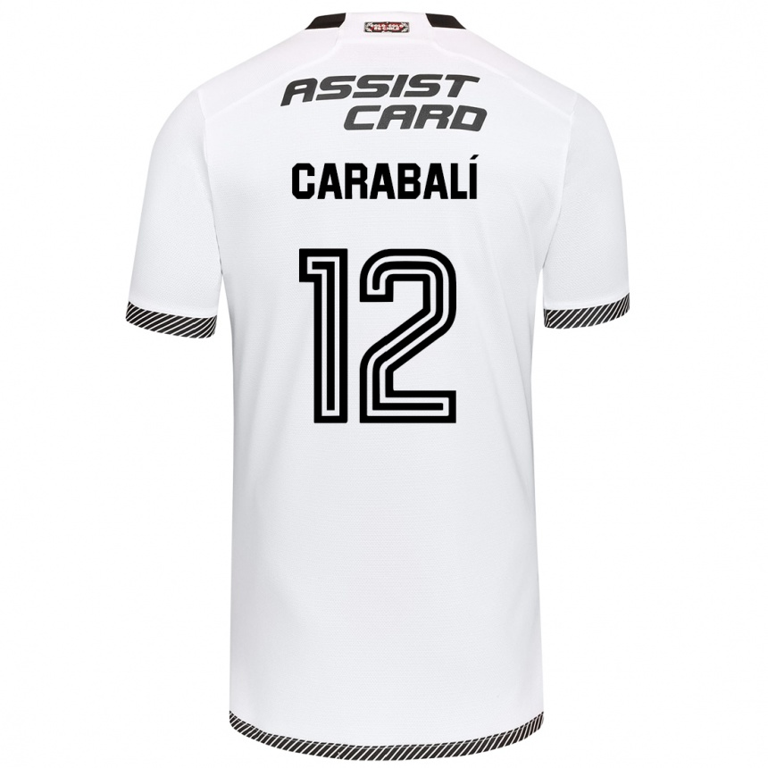 Hombre Fútbol Camiseta Omar Carabalí #12 Blanco Negro 1ª Equipación 2024/25 Argentina