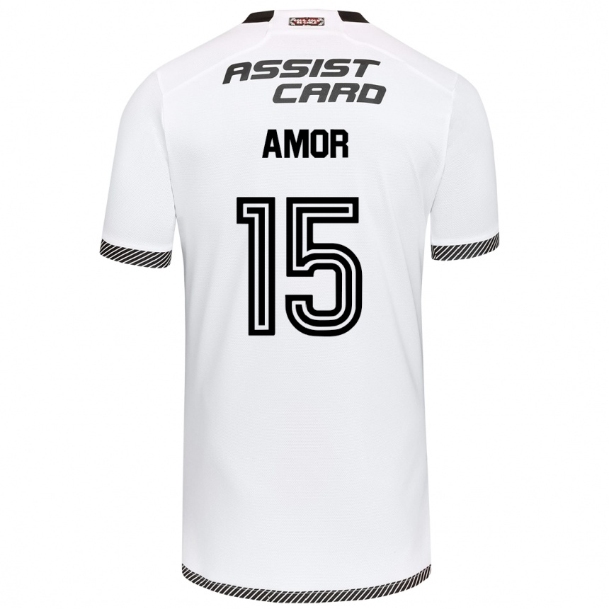 Hombre Fútbol Camiseta Emiliano Amor #15 Blanco Negro 1ª Equipación 2024/25 Argentina