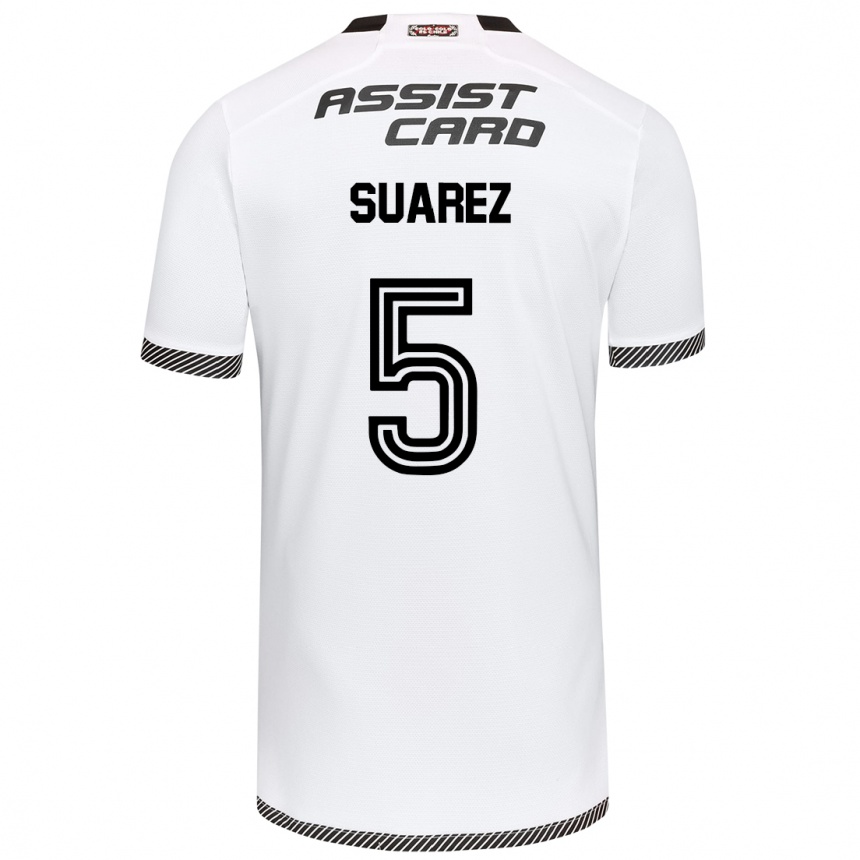 Hombre Fútbol Camiseta Nicolás Suarez #5 Blanco Negro 1ª Equipación 2024/25 Argentina