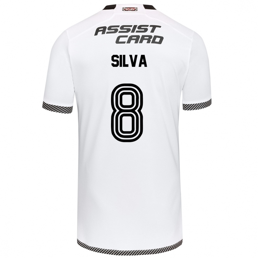 Hombre Fútbol Camiseta Bastián Silva #8 Blanco Negro 1ª Equipación 2024/25 Argentina