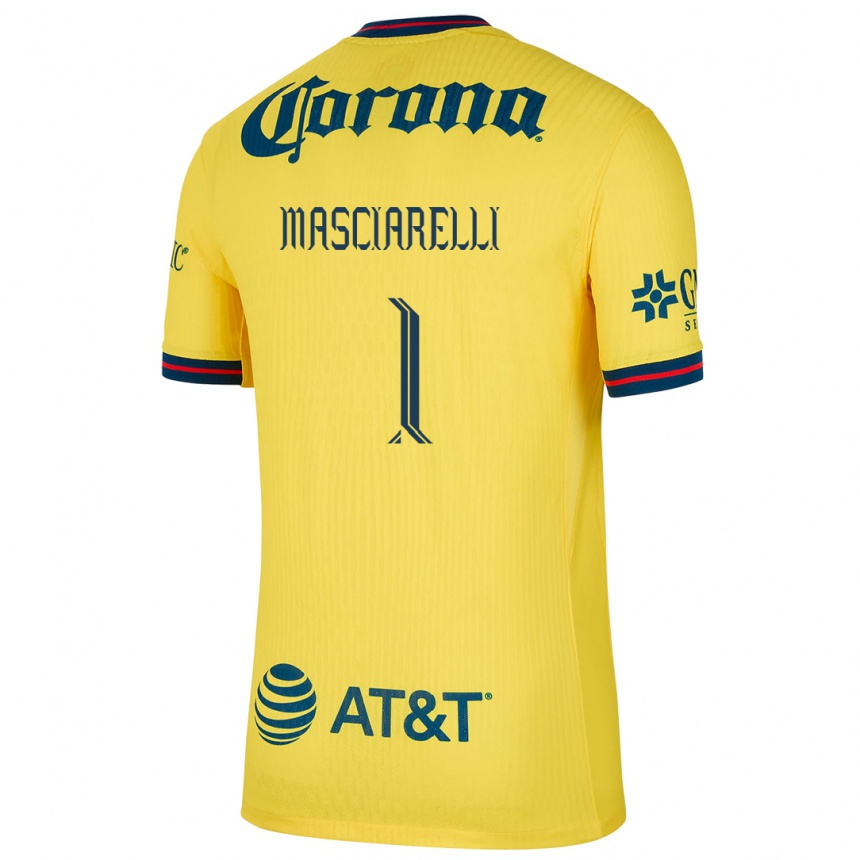 Hombre Fútbol Camiseta Renata Masciarelli #1 Amarillo Azul 1ª Equipación 2024/25 Argentina