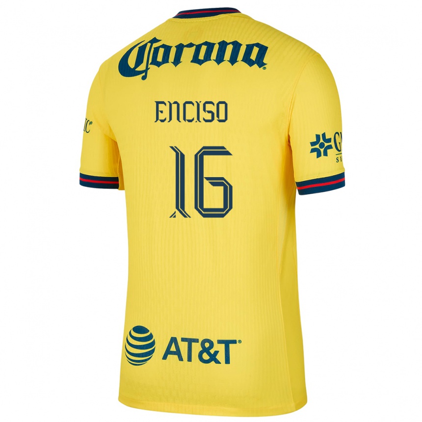 Hombre Fútbol Camiseta Sabrina Enciso #16 Amarillo Azul 1ª Equipación 2024/25 Argentina