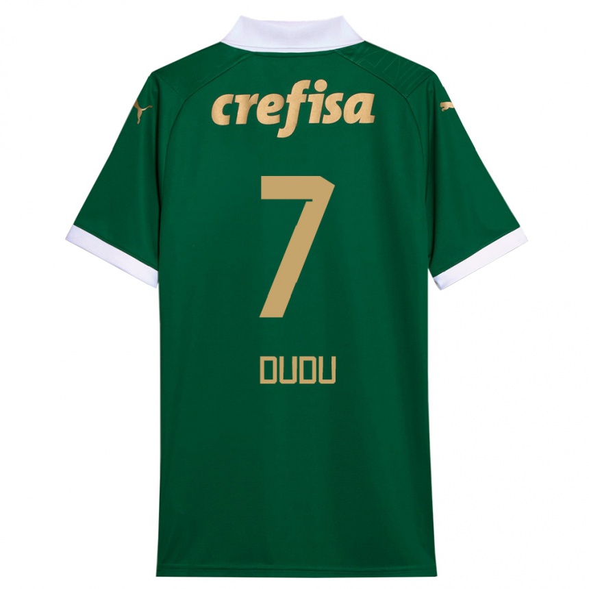 Hombre Fútbol Camiseta Dudu #7 Verde Blanco 1ª Equipación 2024/25 Argentina