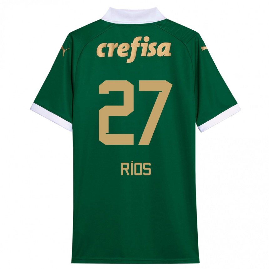 Hombre Fútbol Camiseta Richard Ríos #27 Verde Blanco 1ª Equipación 2024/25 Argentina