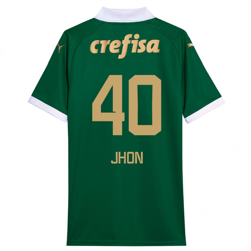 Hombre Fútbol Camiseta Jhon Jhon #40 Verde Blanco 1ª Equipación 2024/25 Argentina