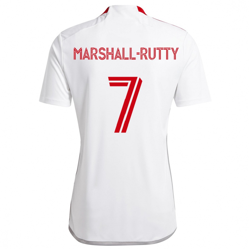 Hombre Fútbol Camiseta Jahkeele Marshall-Rutty #7 Blanco Rojo 2ª Equipación 2024/25 Argentina