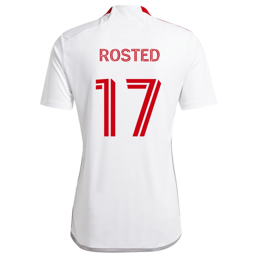 Hombre Fútbol Camiseta Sigurd Rosted #17 Blanco Rojo 2ª Equipación 2024/25 Argentina