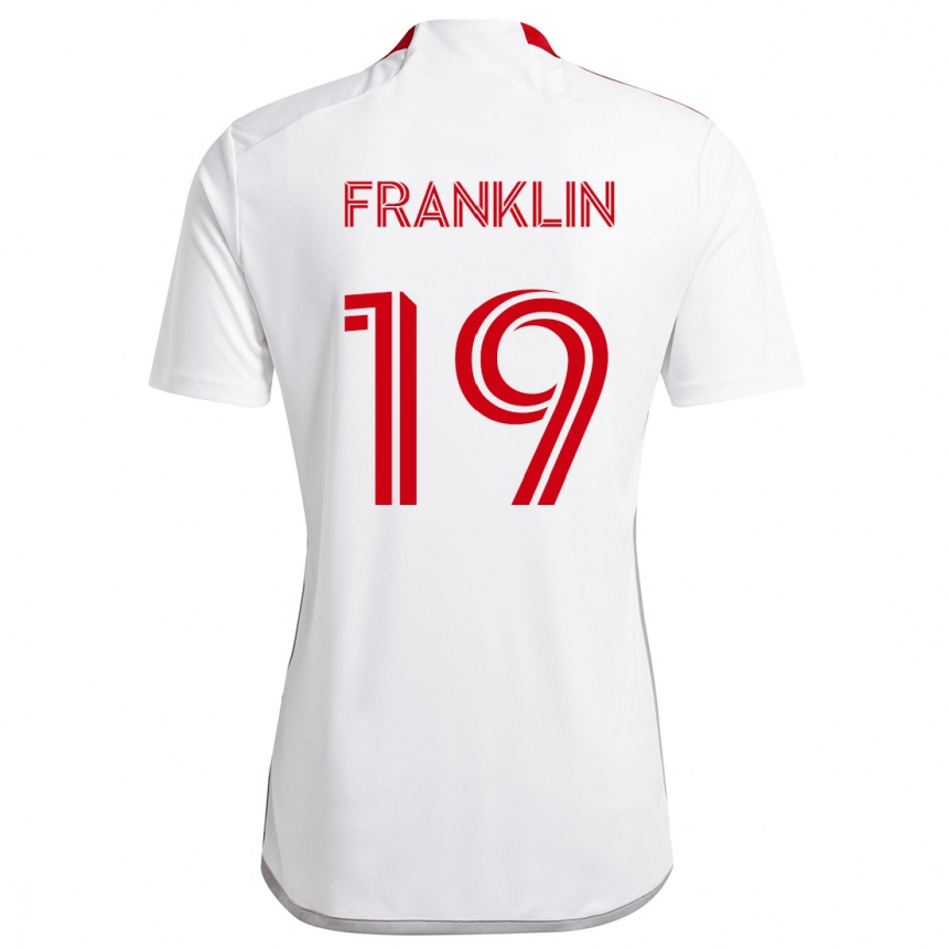 Hombre Fútbol Camiseta Kobe Franklin #19 Blanco Rojo 2ª Equipación 2024/25 Argentina