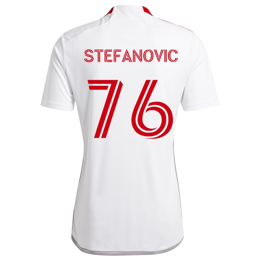 Hombre Fútbol Camiseta Lazar Stefanovic #76 Blanco Rojo 2ª Equipación 2024/25 Argentina