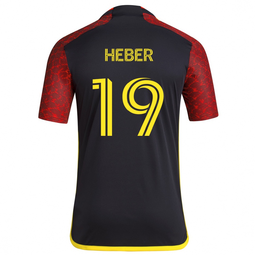 Hombre Fútbol Camiseta Héber #19 Negro Rojo 2ª Equipación 2024/25 Argentina