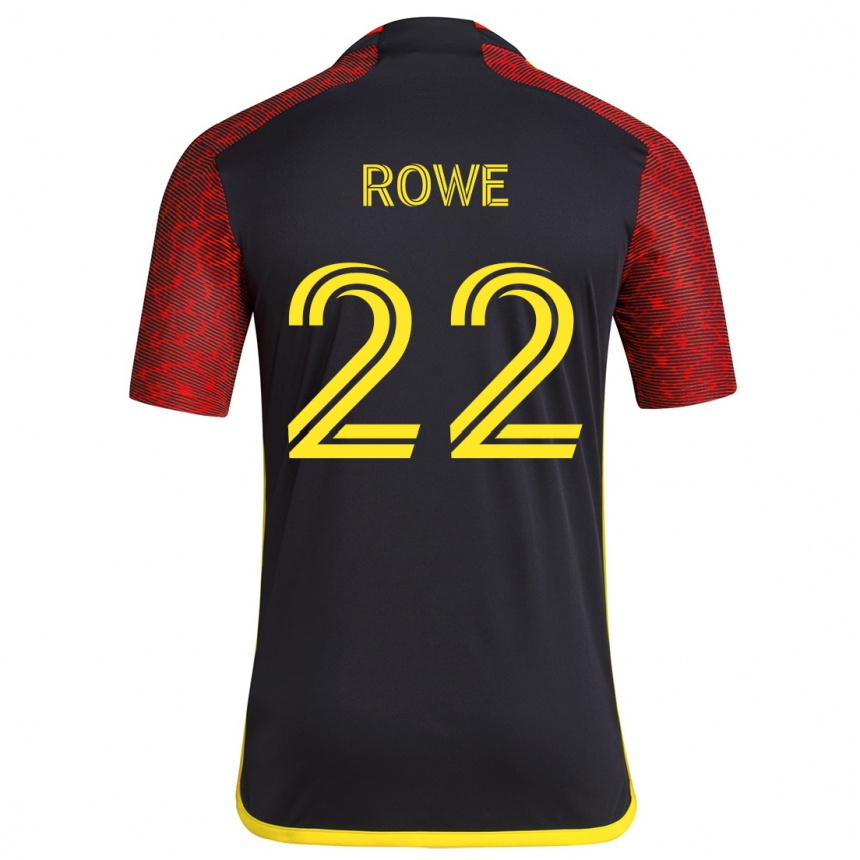 Hombre Fútbol Camiseta Kelyn Rowe #22 Negro Rojo 2ª Equipación 2024/25 Argentina