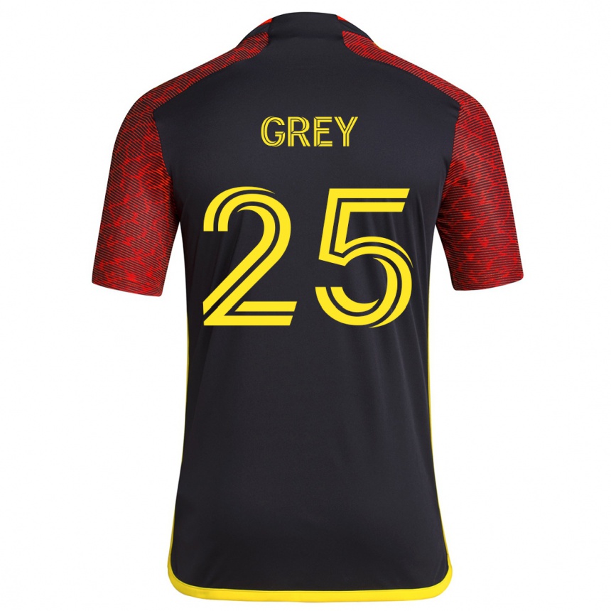 Hombre Fútbol Camiseta Mireya Grey #25 Negro Rojo 2ª Equipación 2024/25 Argentina