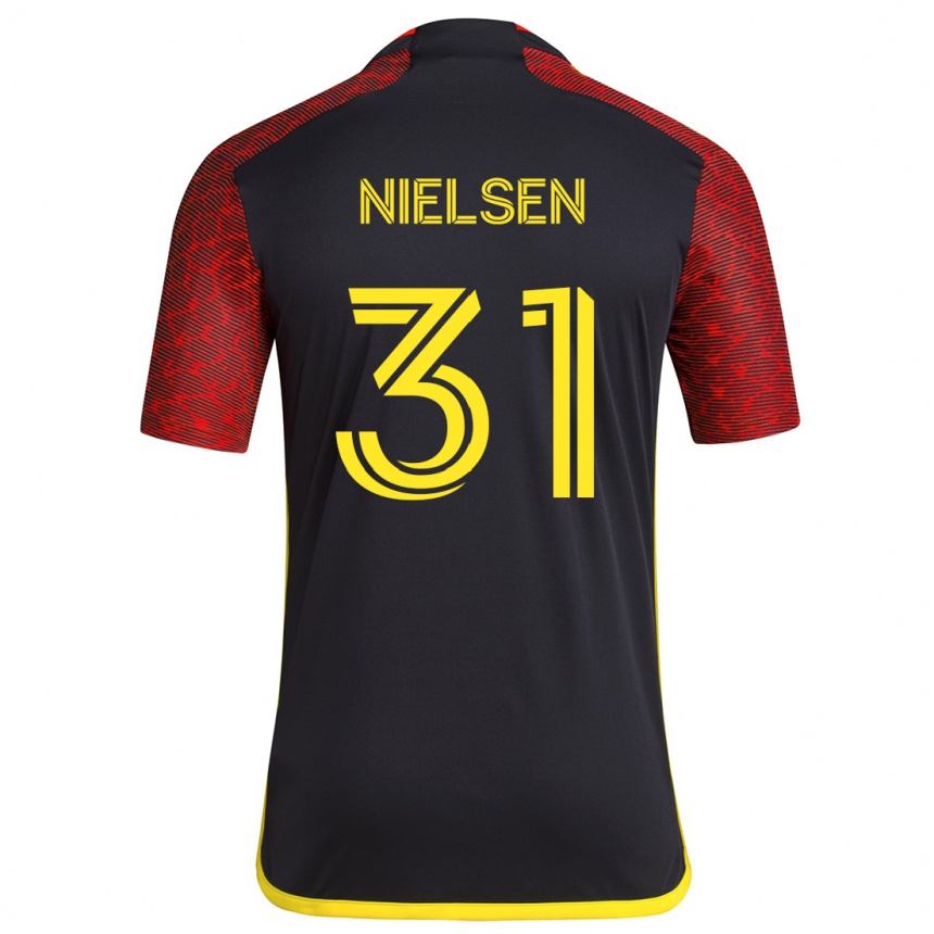 Hombre Fútbol Camiseta Madeline Nielsen #31 Negro Rojo 2ª Equipación 2024/25 Argentina