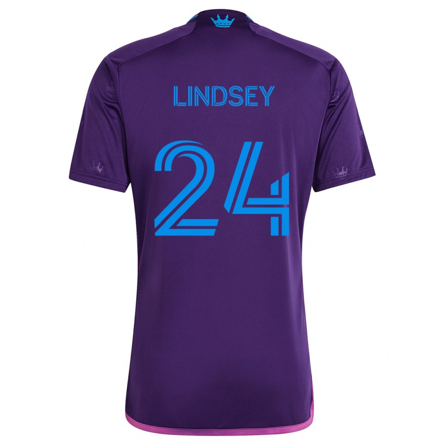 Hombre Fútbol Camiseta Jaylin Lindsey #24 Azul Morado 2ª Equipación 2024/25 Argentina