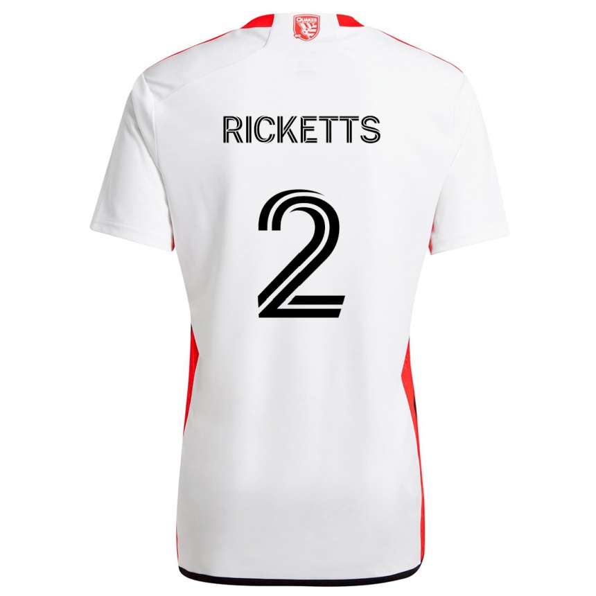 Hombre Fútbol Camiseta Jamar Ricketts #2 Blanco Rojo 2ª Equipación 2024/25 Argentina