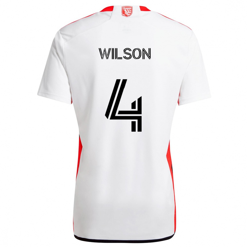 Hombre Fútbol Camiseta Bruno Wilson #4 Blanco Rojo 2ª Equipación 2024/25 Argentina