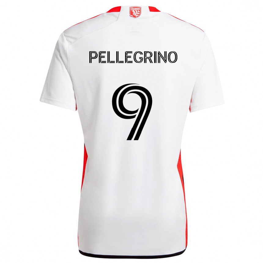 Hombre Fútbol Camiseta Amahl Pellegrino #9 Blanco Rojo 2ª Equipación 2024/25 Argentina