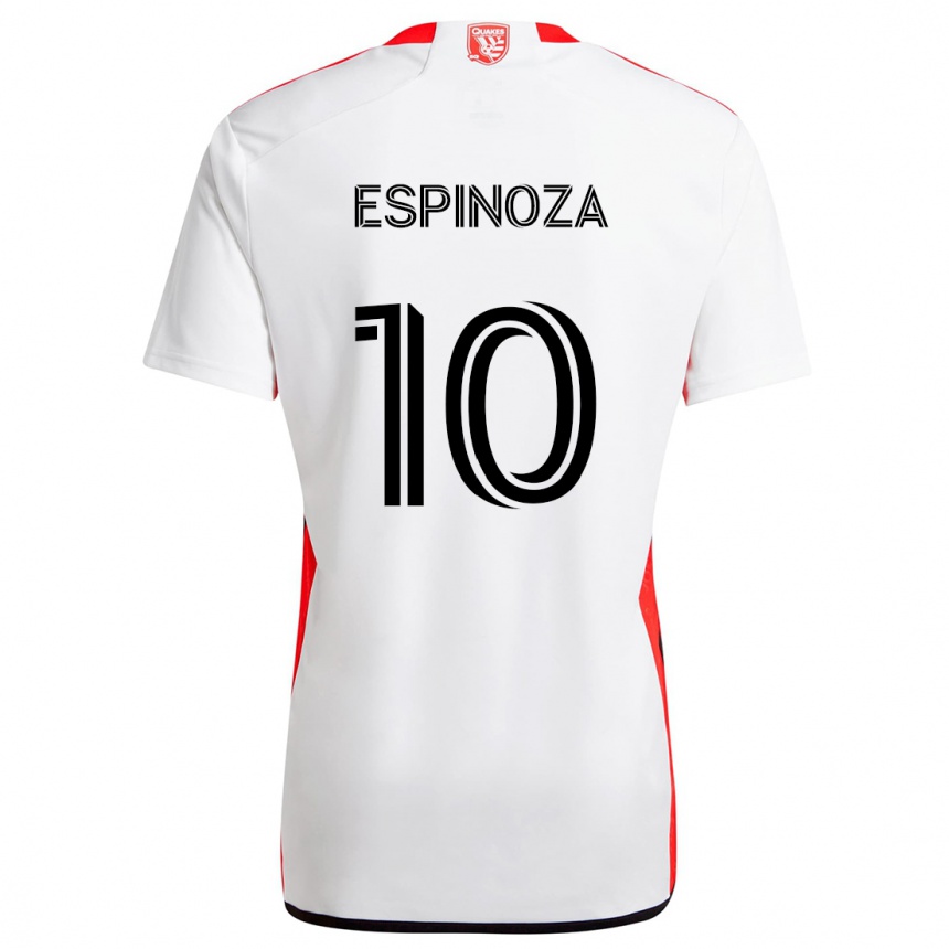 Hombre Fútbol Camiseta Cristian Espinoza #10 Blanco Rojo 2ª Equipación 2024/25 Argentina