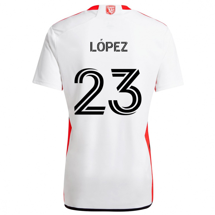 Hombre Fútbol Camiseta Hernán López #23 Blanco Rojo 2ª Equipación 2024/25 Argentina